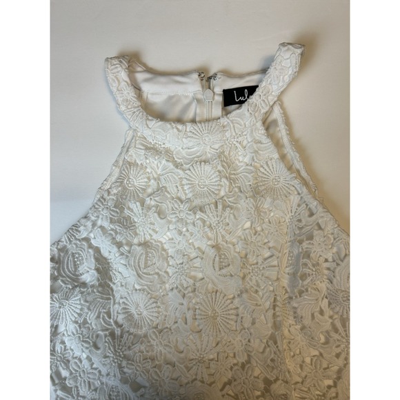 Lulus Love Poem Ivory White Embroidered Lace Mini Dress L Graduation Beach - Picture 4 of 14